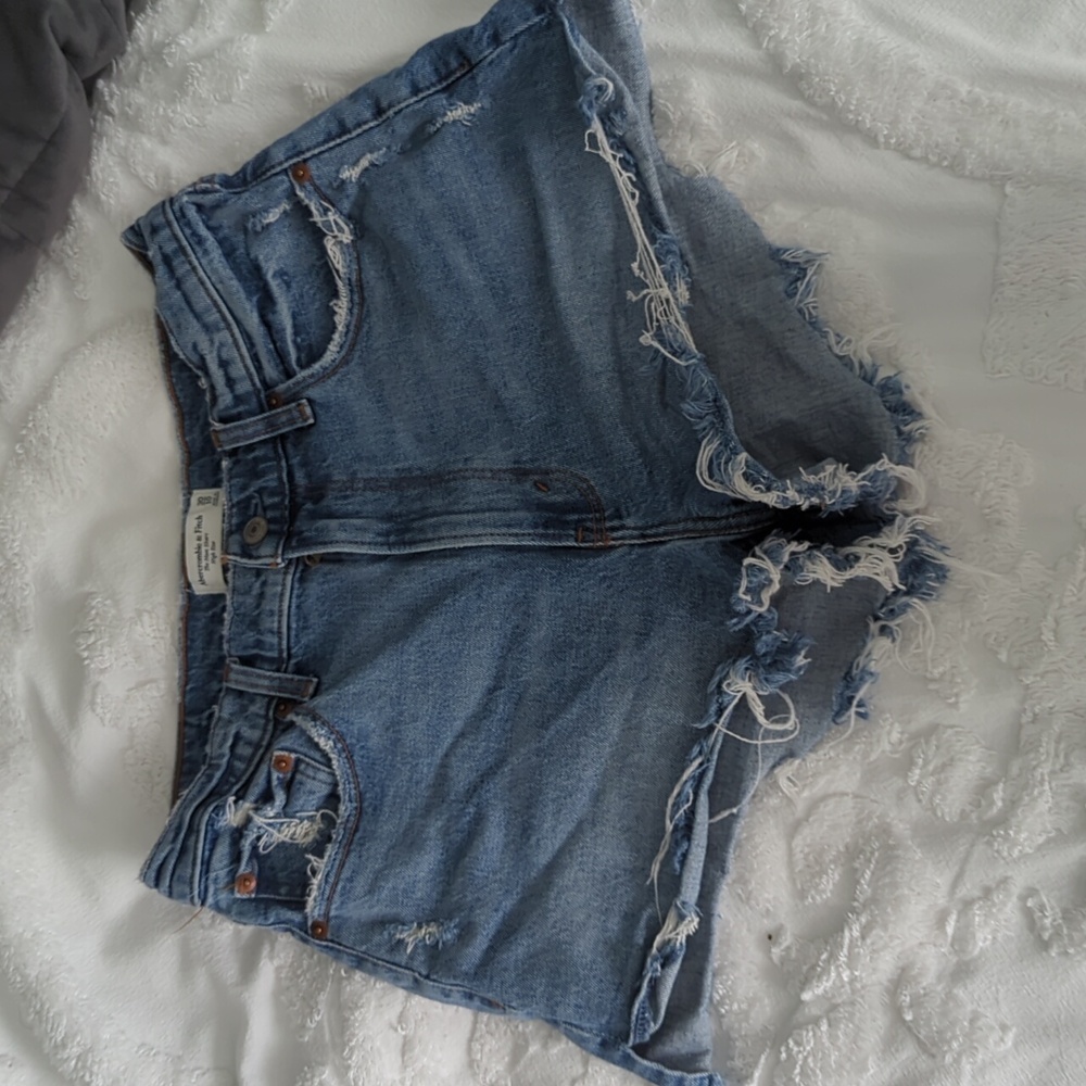 Abercrombie & Fitch Distressed Denim Jean Shorts - Blue